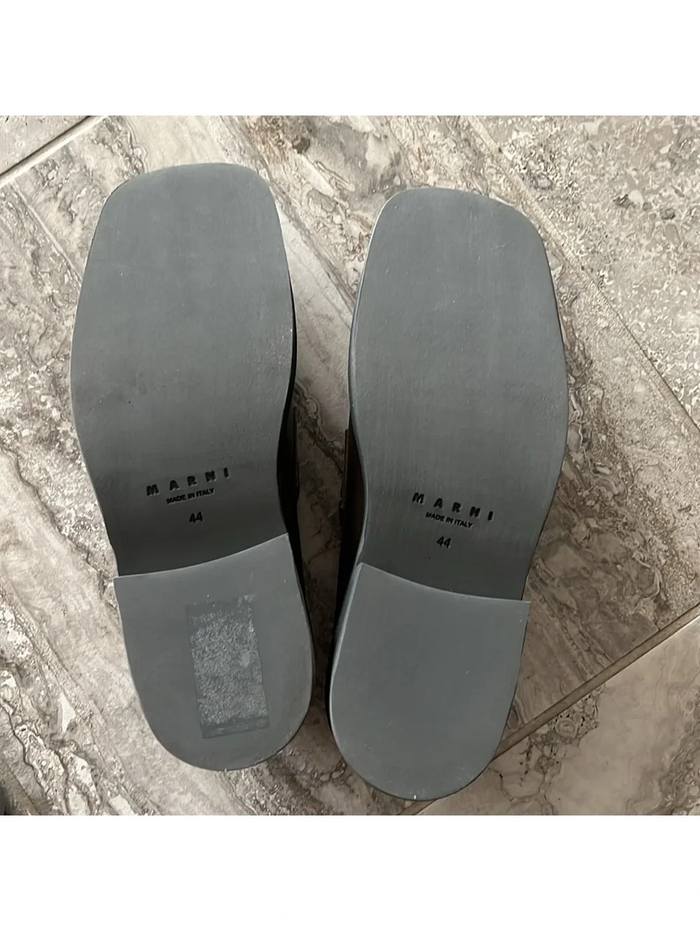 MARNI Moccasin Iconic Square-Toe Chunky Loafers Grey Size 44 NEW +DustBag